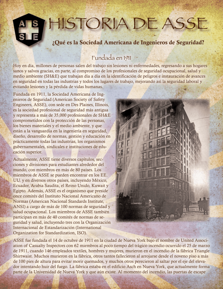 HISTORIA DE ASSE ¿Qué es la Sociedad Americana de Ingenieros de Seguridad?