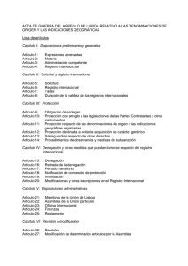 ACTA DE GINEBRA DEL ARREGLO DE LISBOA RELATIVO A LAS... ORIGEN Y LAS INDICACIONES GEOGRÁFICAS