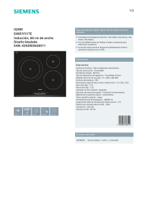 Características en PDF Placa 3 Fuegos de Inducción SIEMENS EH651FJ17E 1 Fuego Maxi de 28 cm.