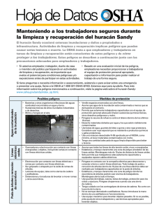 Keeping Workers Safe during Hurricane Sandy Cleanup and Recovery - Spanish - PDF - Accessibility Assistance: Contact the OSHA Directorate of Cooperative and State Programs at 202-693-2200 for assistance accessing PDF materials.