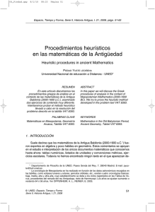 Procedimientos heurísticos en las matemáticas de la Antigüedad P