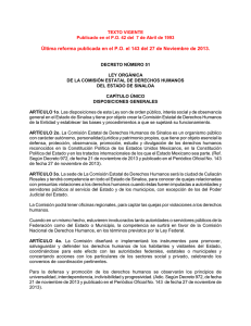 Ley Orgánica de la Comisión Estatal de Derechos Humanos del Estado de Sinaloa