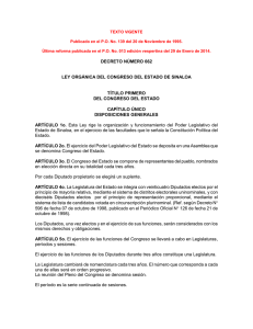 Ley Orgánica del Congreso del Estado de Sinaloa