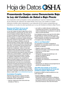 Filing Whistleblower Complaints under the Affordable Care Act Fact Sheet – Spanish