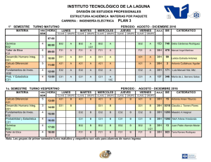 Horarios por paquete de Ing. Eléctrica