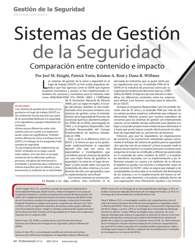 Sistemas De Gesti N De La Seguridad Comparaci N Entre Contenido E ...