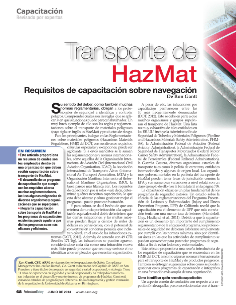 Transporte De Hazmat Requisitos De Capacitaci N Sobre Navegaci N De Ron Gantt