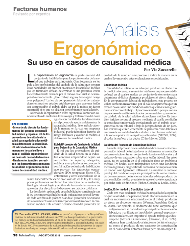An lisis Ergon mico Su uso en casos de causalidad m dica Por Vic Zuccarello