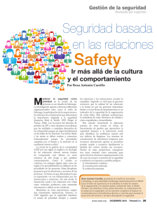 Seguridad basada en las relaciones Safety: Ir m s all de la cultura y el comportamiento Por Rosa Antonia Carrillo