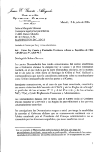 El Gobierno de Chile se dirige al Prof. Gaillard al margen del CIADI - 13/07/2006
