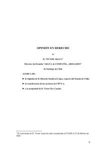 Opini n del Abogado Sr. Araya sobre la transferencia de las acciones y la propiedad del Sr. V ctor Pey - 20/02/2003