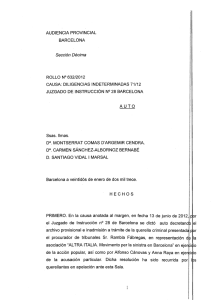 Audiencia Provincial de Barcelona admite a tr mite querella por bombardeos en 1936-1939 de Fuerza A rea de Italia sobre Barcelona /Auto de 22-01-2013