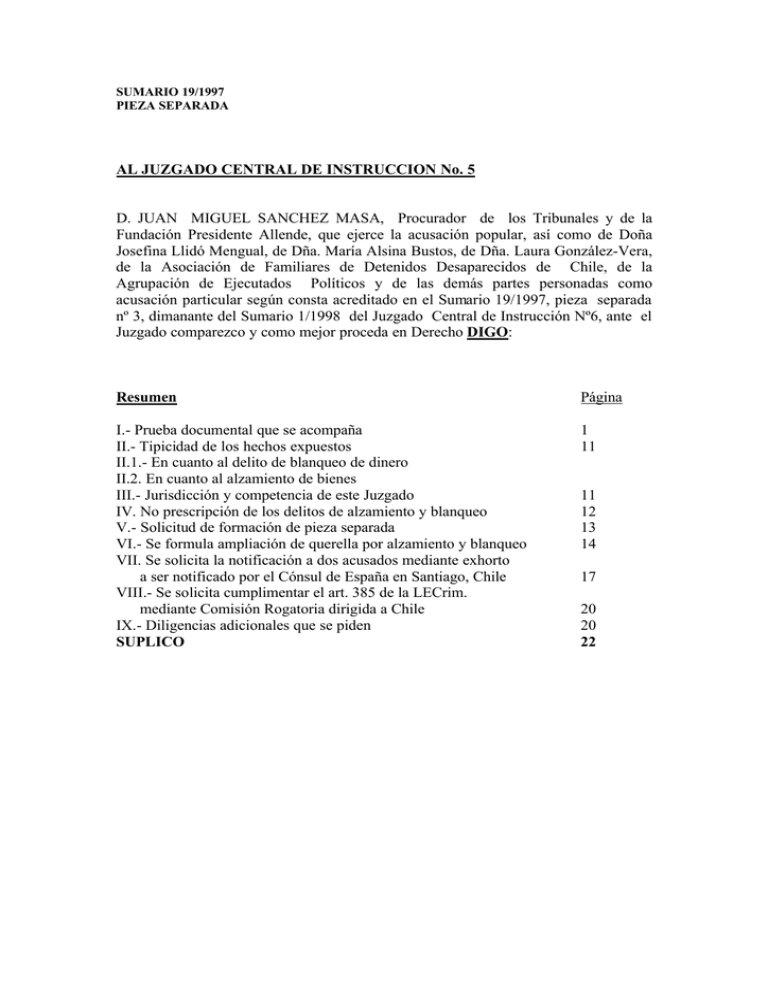 Escrito De Ampliaci N De Querella Por Alzamiento De Bienes - 02/09/2004