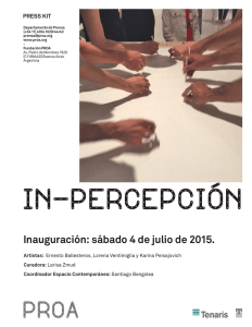 IN-PERCEPCIÓN PROA Inauguración: sábado 4 de julio de 2015. PRESS KIT