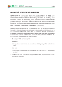 Corrección de errores de la Resolución de 22 de febrero de 2012