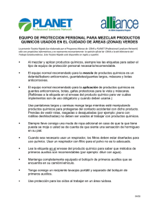 Equipo de Proteccion Personal para Mezclar Productos Quimicos Usados en el Cuidado de Areas (zonas) Verdes