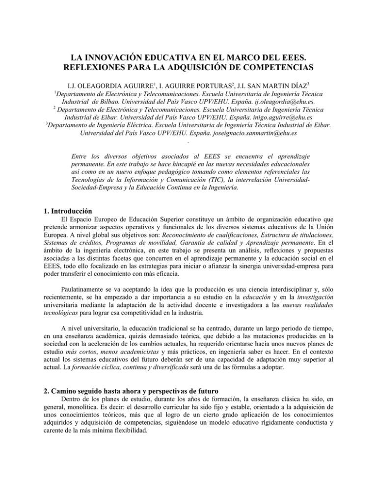 LA INNOVACI N EDUCATIVA EN EL MARCO DEL EEES 