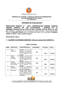 * Informe de Evaluación Invitación Pública 17 - 2014 - Compra y Suministro Artículos Publicitarios