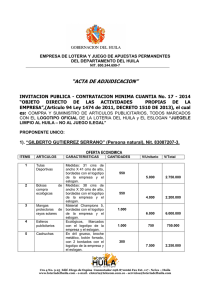 * Acta de Adjudicación Invitación Pública 17 - 2014 - Compra y Suministro Artículos Publicitarios