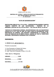 Acta de Adjudicación Invitación Pública 07 - 2014