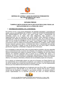 Estudios Previos Invitación Pública 23 - 2013 Compra Planta eléctrica Loteria del Huila