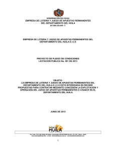 * Proyecto Pliego de Condiciones licitacion publica 001-2013     