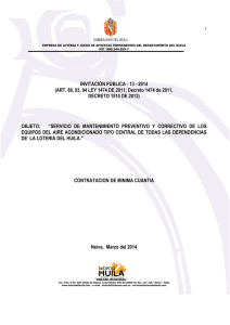 *  Invitación Pública No.  13 - 2014 Mantenimiento Aire Acondicionado