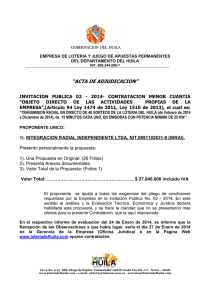 Acta de Adjudicación Invitación Pública 02 - 2014