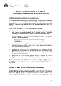Normas relativas a la puesta en marcha y funcionamiento del Mercado Medieval de Orihuela 2014