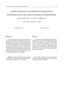 ACCIÓN PSICOLOGICA E INTERVENCIÓN PSICOSOCIAL PSYCHOLOGICAL ACTION AND PSYCHOSOCIAL INTERVENTION A S