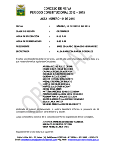 Descargar la norma ACTA NÚMERO 101 DE 2015 Tipo de archivo: pdf Tamaño: 276.3 kB