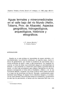 Aguas termales y mineromedicinales Tobarra, Prov. de Albacete). Aspectos