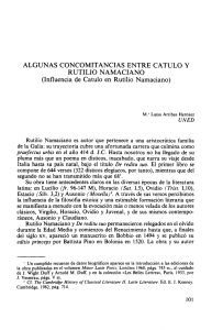 ALGUNAS CONCOMITANCIAS ENTRE CATULO Y RUTILIO NAMACIANO