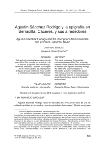 Agustín Sánchez Rodrigo y la epigrafía en and environs, Cáceres, Spain