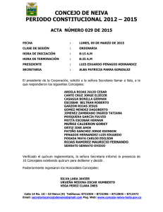 Descargar la norma ACTA NÚMERO 029 DE 2015 Tipo de archivo: pdf Tamaño: 209.7 kB