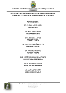 GOBIERNO AUTONOMO DESCENTRALIZADO PARROQUIAL RURAL DE COTOGCHOA ADMINISTRACION 2014- 2019  AUTORIDADES: