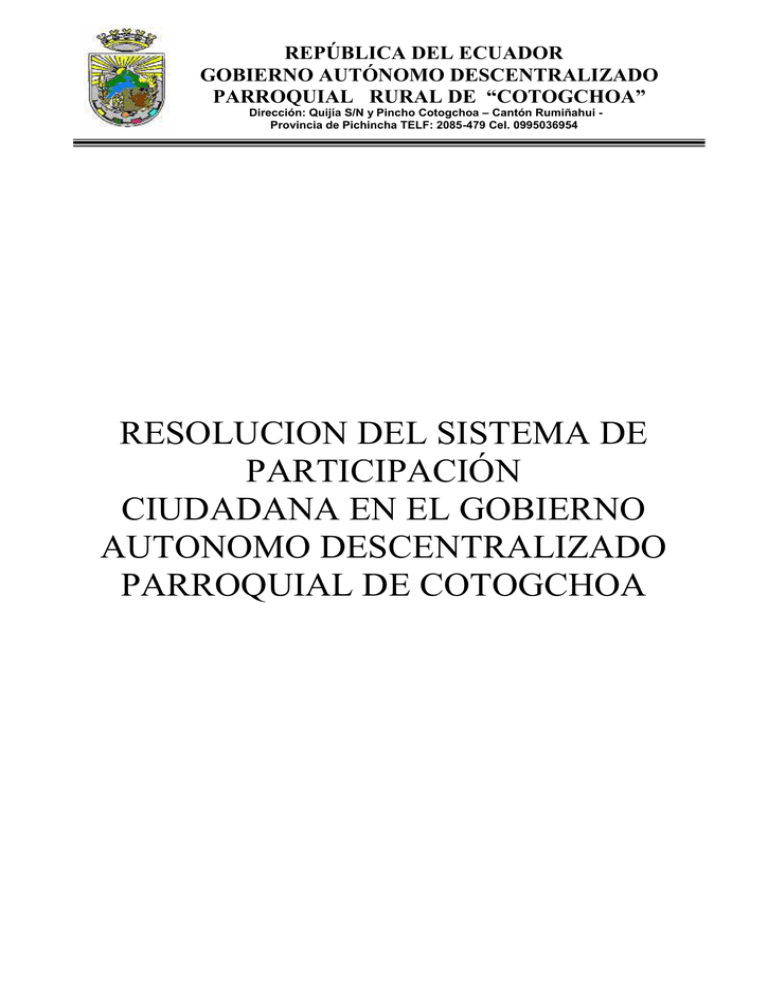 RESOLUCION DEL SISTEMA DE PARTICIPACION CIUDADANA 15 JULIO 2014