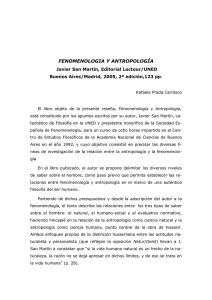FENOMENOLOGIA Y ANTROPOLOGÍA  Javier San Martín, Editorial Lectour/UNED