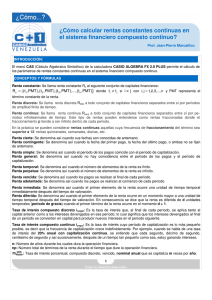 ¿Cómo calcular rentas constantes continuas en el sistema financiero compuesto continuo?