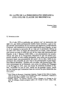 EL LATÍN DE LA PEREGRINATIO HISPÁNICA (153M533) DE CLAUDE DE BRONSEVAL