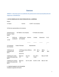 Anexos ANEXO 1. Encuesta para la medición de potencial de internacionalización... empresas colombianas