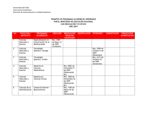 Universidad del Valle Vicerrectoría Académica Dirección de Autoevaluación y Calidad Académica