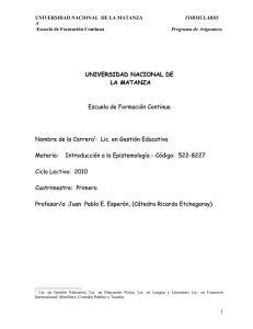 (COD. 522) INTRODUCCION A LA EPISTEMOLOGIA