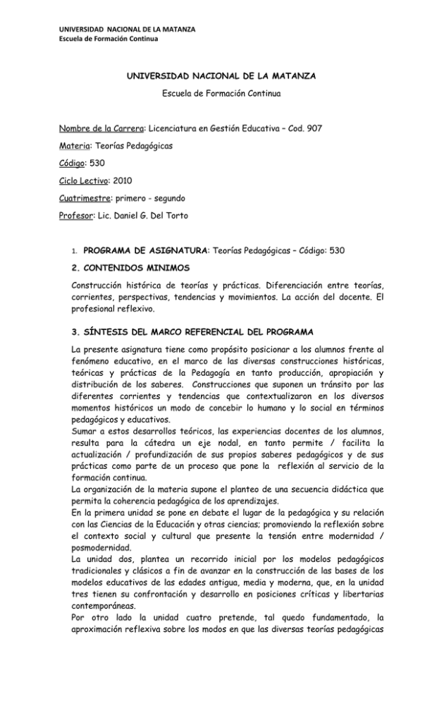  COD 530 TEORIAS PEDAGOGICAS