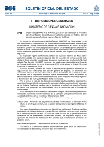 Ordre Ministerial CIN/306/2009 de 9 de febrer