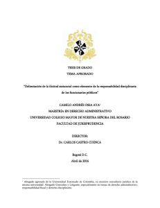 Delimitaci&oacute;n de la ilicitud sustancial como elemento de la responsabilidad disciplinaria de los funcionarios p&uacute;blicos - Camilo Andr&eacute;s Ossa Aya