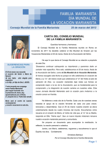 Consejo Mundial de la Familia Marianista  CARTA DEL CONSEJO MUNDIAL