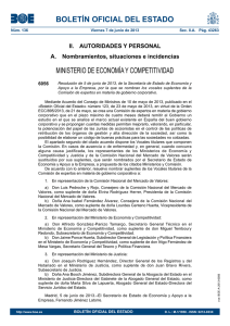 Resolución de 5 de junio de 2013, de la Secretaría de Estado de Economía y Apoyo a la Empresa, por la que se nombran los vocales suplentes de la Comisión de expertos en materia de gobierno corporativo