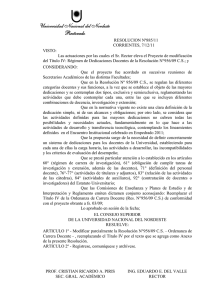 Res. 885/11 CS - Modifica Régimen de Dedicaciones de la Res. Nro 956/09 CS