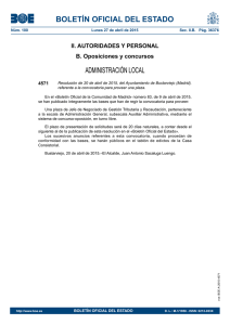 Resolución de 20 de abril de 2015, del Ayuntamiento de Bustarviejo (Madrid), referente a la convocatoria para proveer una plaza.